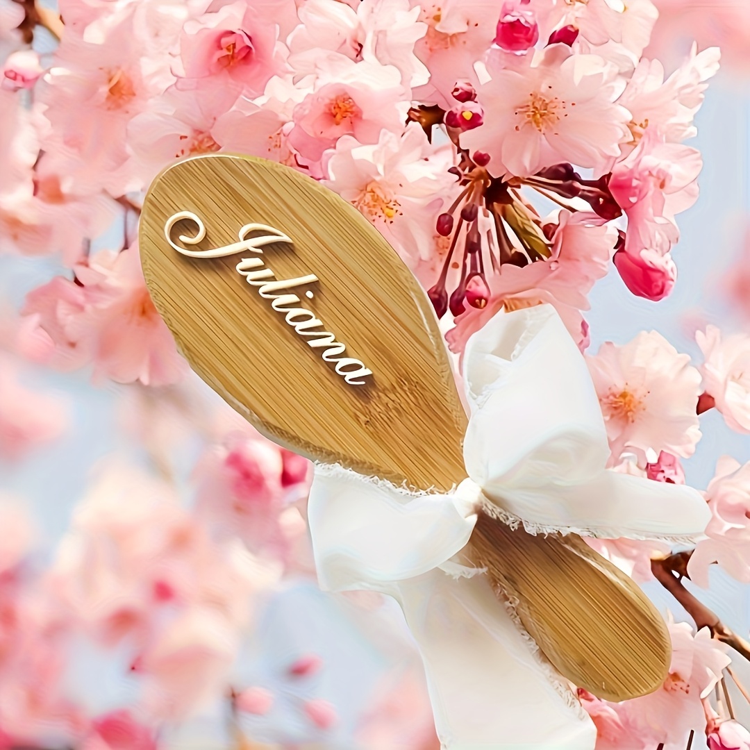 E-shop Personalisierte Haarbürste mit individuellem Namen – Holzkamm mit Acryl-Design – Bedeutungsvolles Andenken für Hochzeit, Brautdusche,