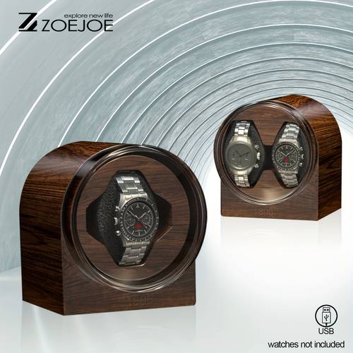 item picture 1pc watch winder box single double watch winders for automatic watches display watch winding mens and womens watches storage with usb supply dark colored wood grain watches not included without battery