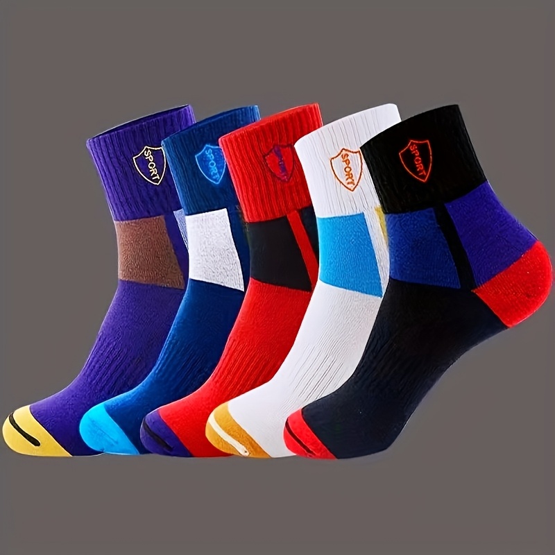 TEMU 5 Pairs Men's & Women's Color Socks - Neutral Round Neck Breathable Athletic Casual Wear Suitable For Gym,, Indoor/outdoor, Daily Use -