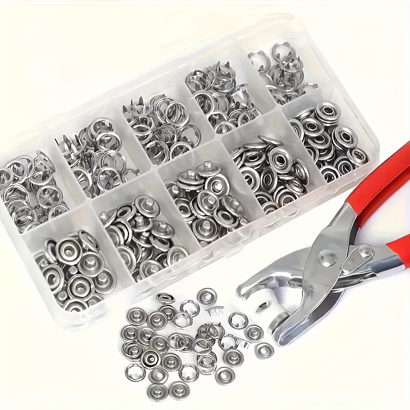 

200pcs Snap Fastener Kit With Pliers, Durable Metal Press Studs Set, No-sew Snap Buttons With Installation Tool For Fabric, Clothing, Rustproof Diy Crafts