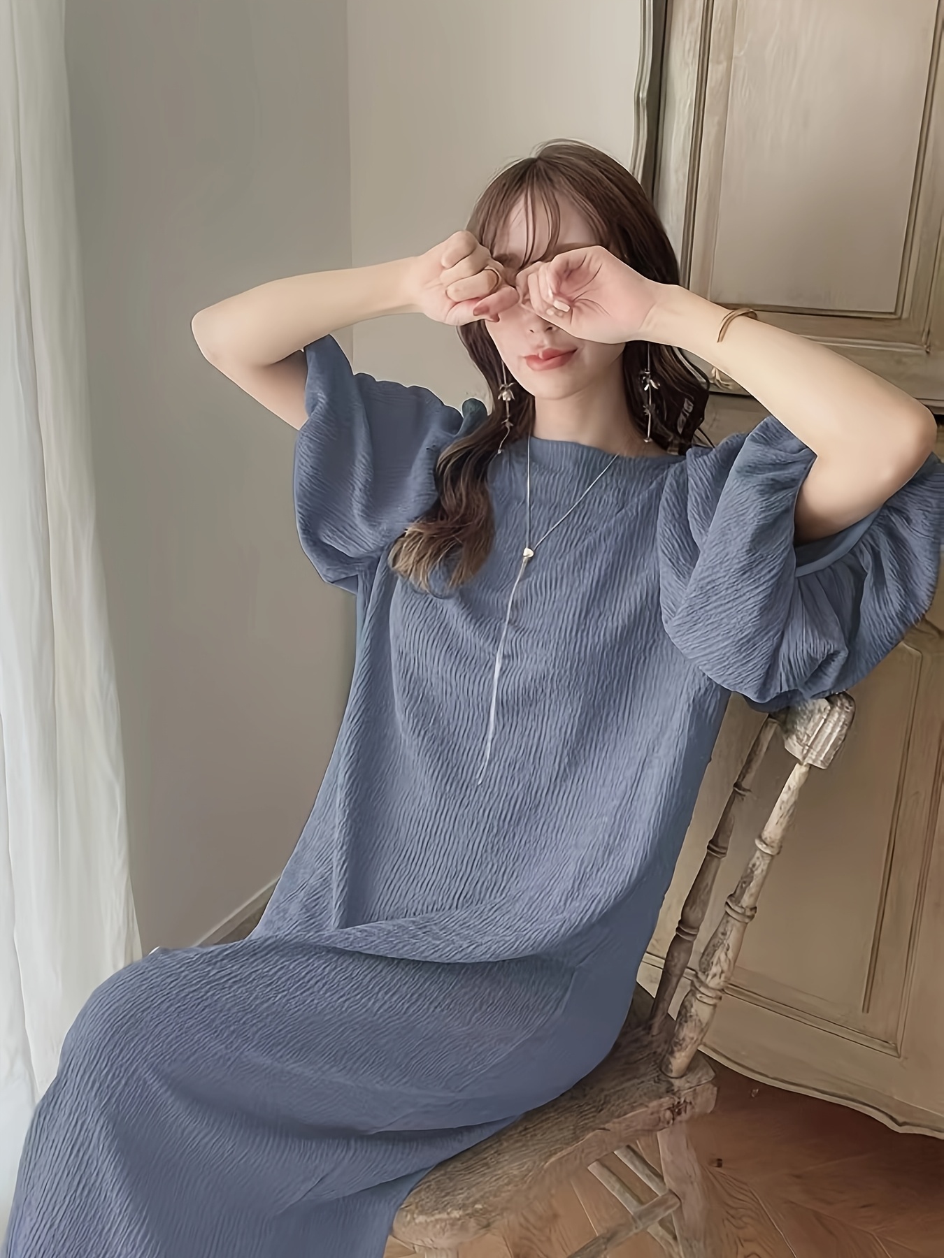 summer french style puff sleeve high end dress women korean - Temu Bahrain