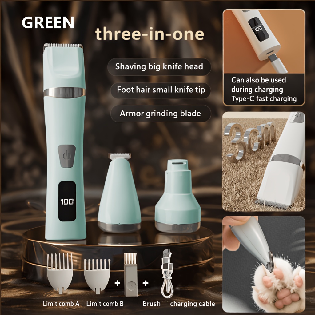 TEMU Cat Paw Trimmer | Multi-functional Pet Grooming Tool, Low-noise Operation Won't , For Precise Trimming Without Hurting Paw Pads, Type-c Fast