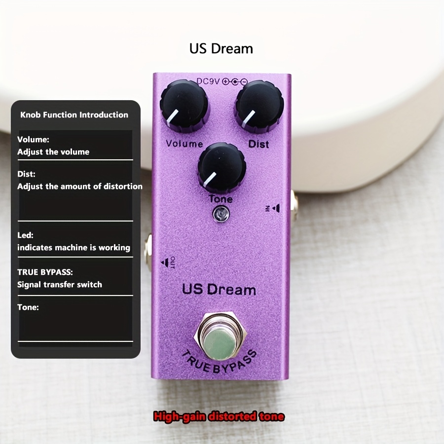 TEMU Mini Guitar Effects Pedal - - Multi-effect Processor With 10 Pedal Settings ( Delay, Chorus, Distortion, , , , Vintage, Fuzz) For Electric