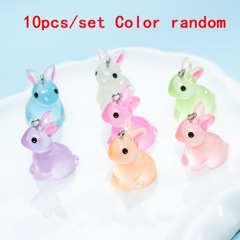 Image of 10pcs, Random Color Cute Pendants, Resin Animal Pendants For Making - Earrings And Necklaces