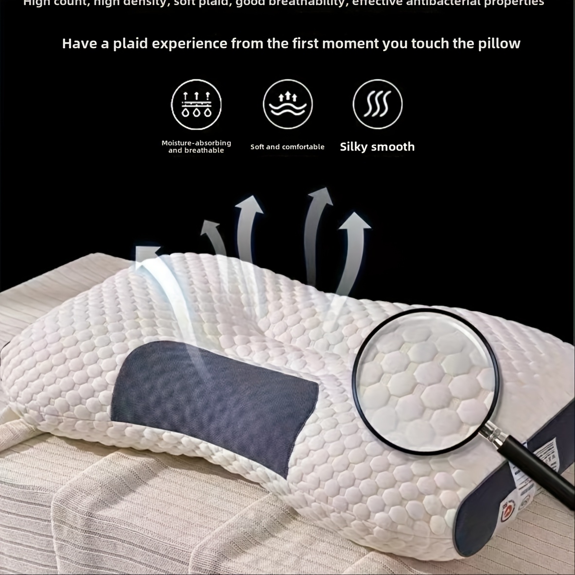 2pcs soft knit neck pillows adjustable ergonomic support high quality polyester core removable cover white with black panels contoured design for neck details 3