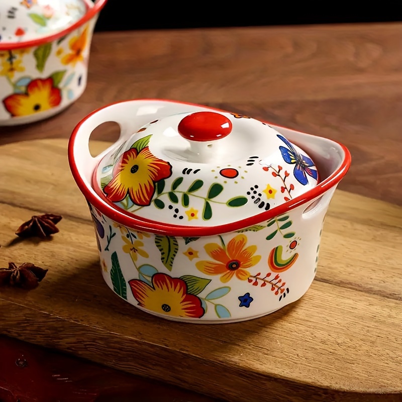 Pot, High-value Tableware, Ceramic Bowls And Plates, Household Pot With Double Handles And Lid