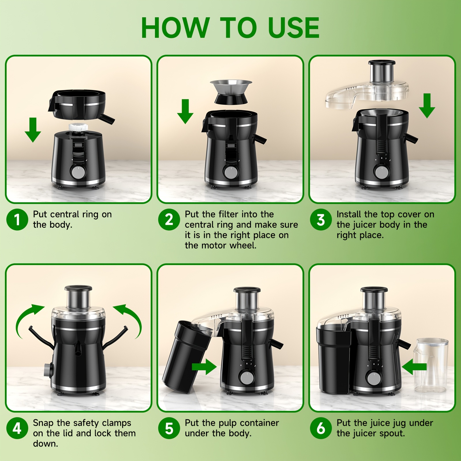 500W Centrifugal Juicer Machine with 3" Feed Chute, Dual Speeds, Stainless Steel, Dishwasher Safe, Detachable – Available in Green or Red