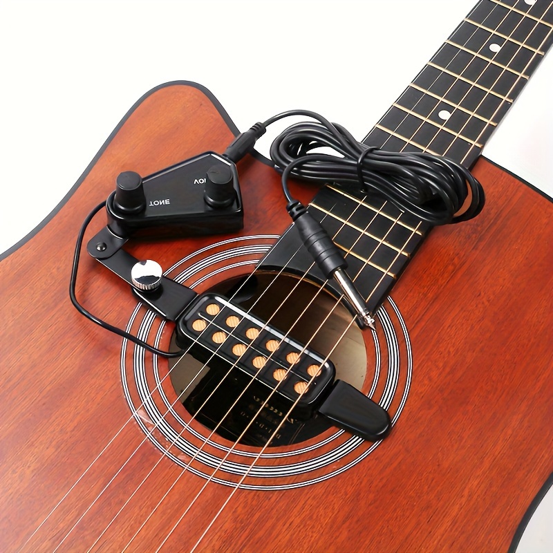 

1pc 12-hole Acoustic Guitar Pickup P-011 Sound Hole Pickup Magnetic Transducer With Tone Volume Controller Audio Cable Guitar Accessories