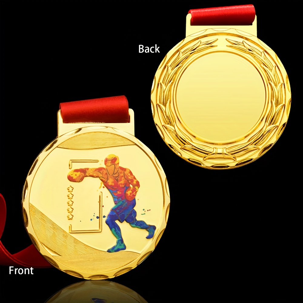 TEMU Etiquetas de boxeo de metal personalizadas, medallas doradas, plateadas y de , material de aleación de , medallas de competición, producción de