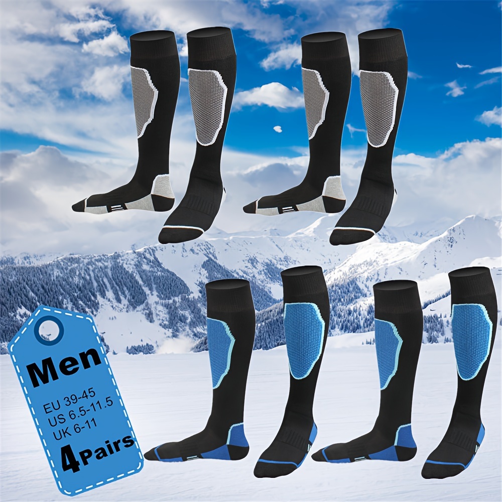 (4 Pairs) Autumn Winter Men Women Knee-length Thick Warm Hiking Mountaineering Skiing Ice Skating Outdoor Sports Socks