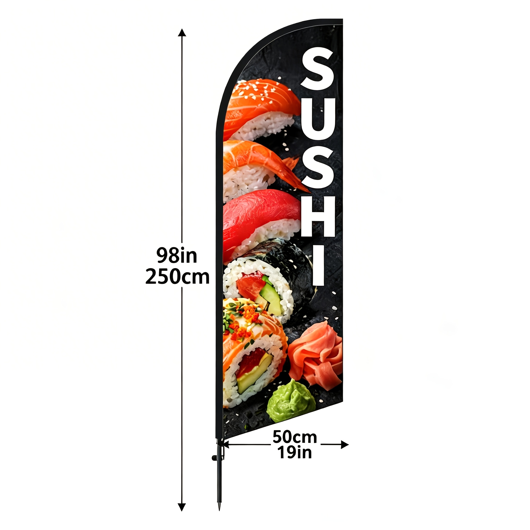 TEMU A Sushi Advertisement , Standing 6.5 Feet Tall (excluding The Pole), Made Of Polyester Material, Suitable For Commercial Areas, Brand Launches,