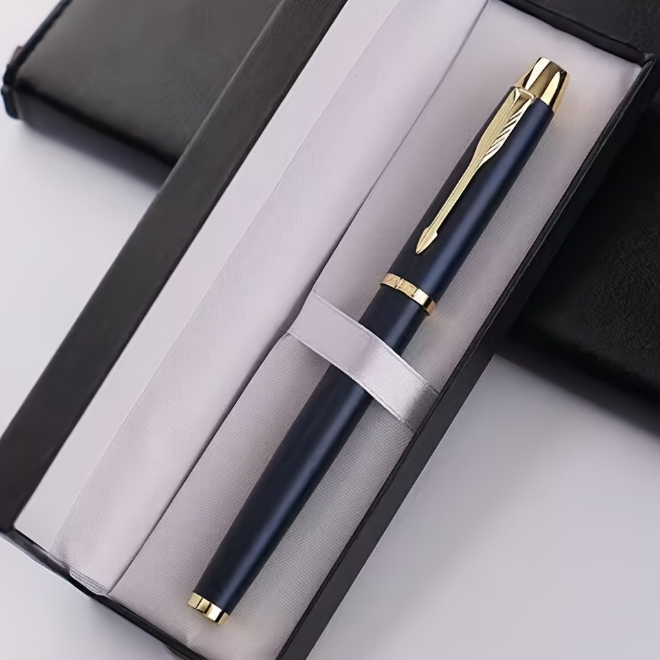 TEMU Custom 2pcs Set: 1pc Premium Metal Fountain Pen With Thickened , , 1pc Pocket Clip, 0.5mm Nib, 3.4mm Diameter, Built-in Converter - Ideal For