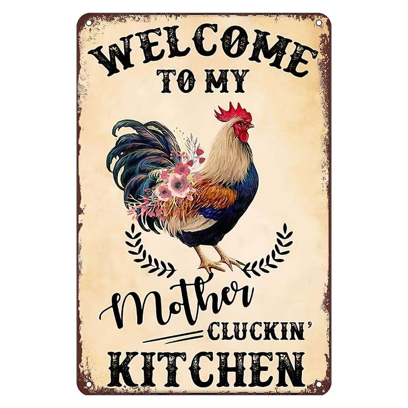 

Room Decor 1pc Retro Rooster Metal Tin Sign - 8x12 Inch Iron , Farmhouse Kitchen Decor, Easy-to-hang, Vintage Plaque For Home, Cafe, Bar