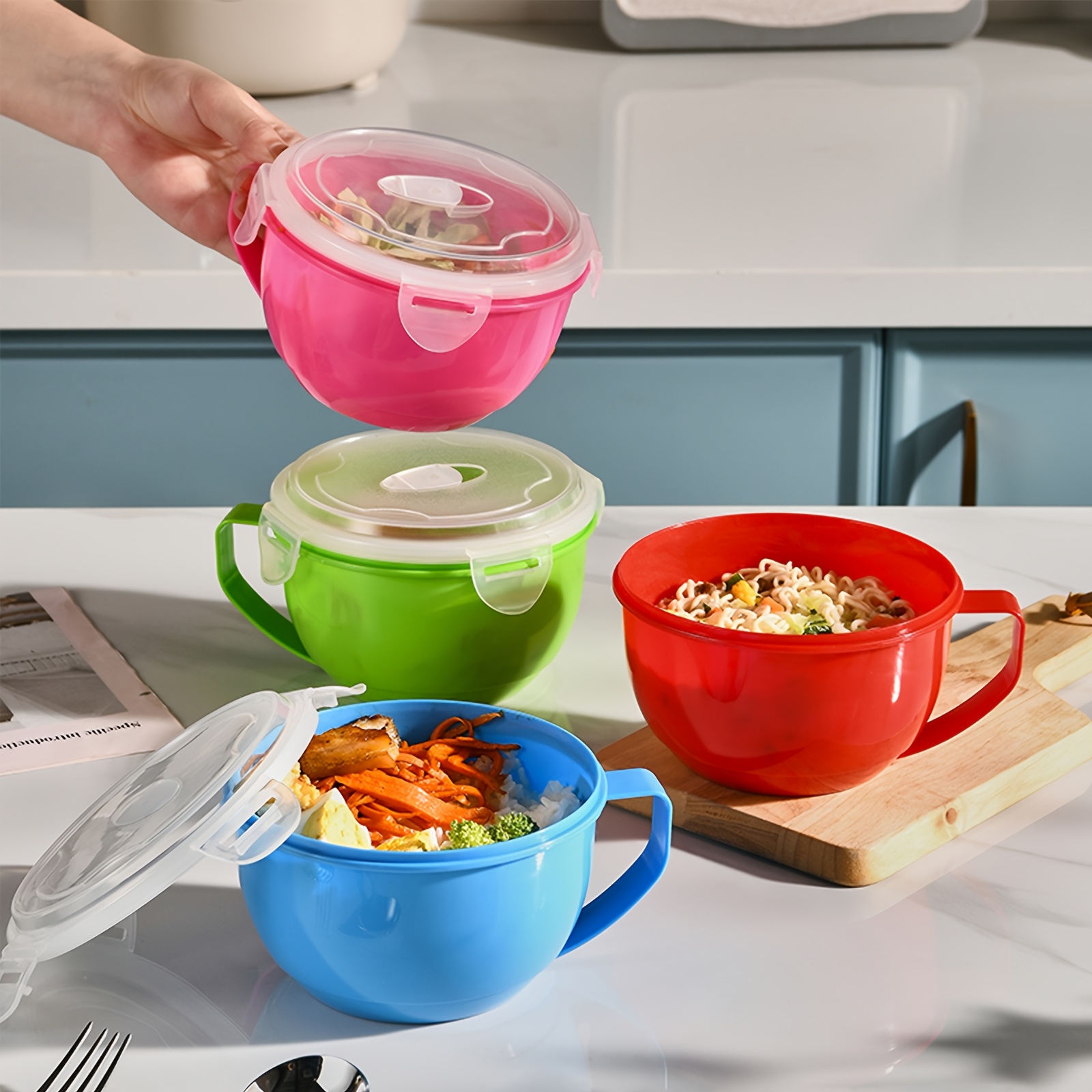 

Portable Sealed Instant , Microwave Ramen Pot, Essential For Instant Noodles, A Must-have For College Dorms, Student Lunch Box, Suitable For Kitchen And Camping.