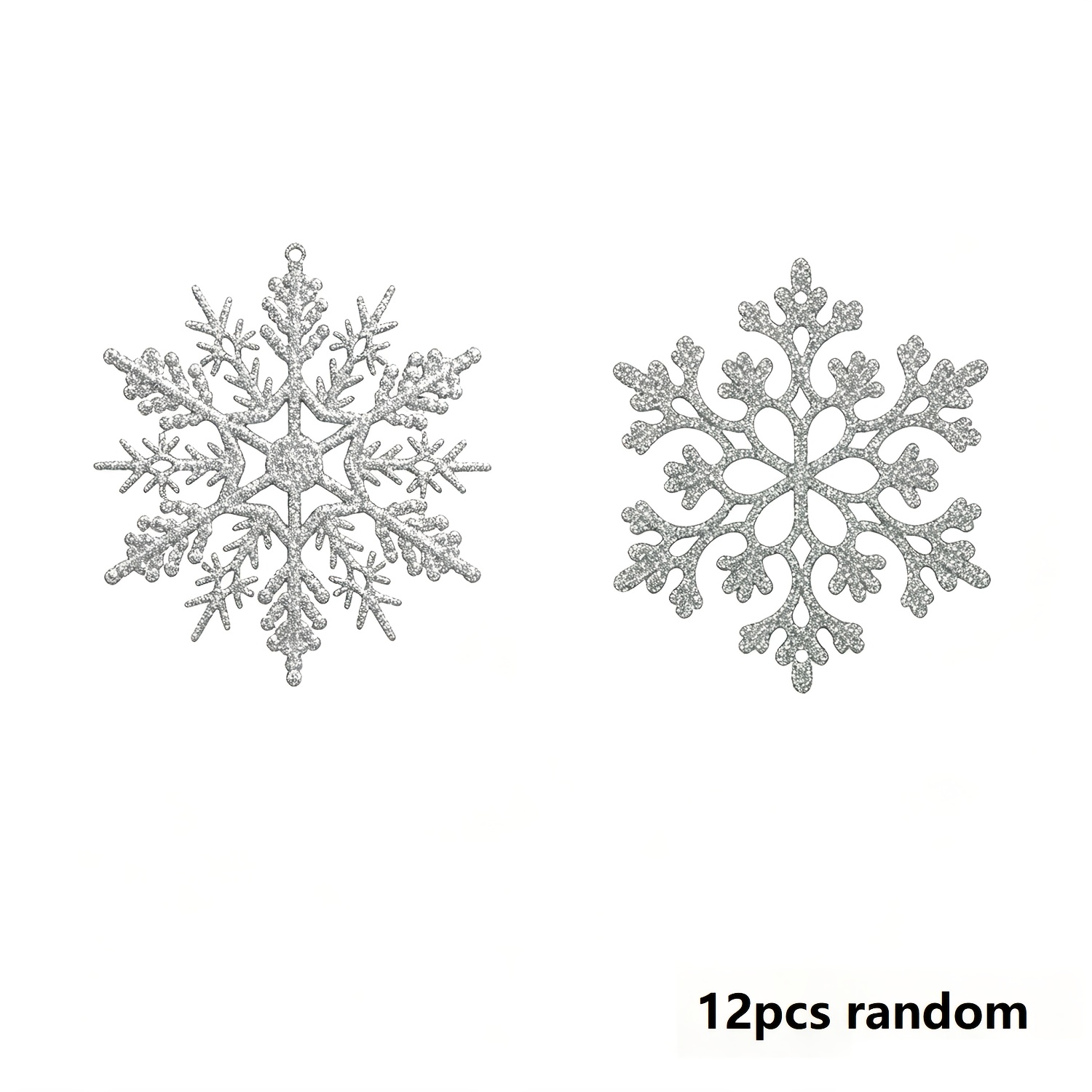 TEMU Random 12pcs, Large Christmas Glitter Snowflake Ornaments Plastic Snowflakes Ornaments-xmas Tree Decorations