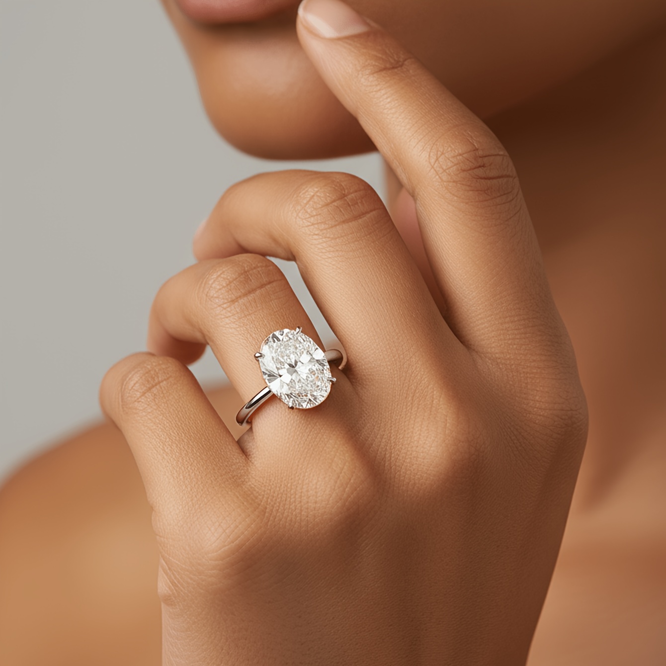 Women's 1-8 Carat Unique Egg Shaped Solitaire Engagement Ring