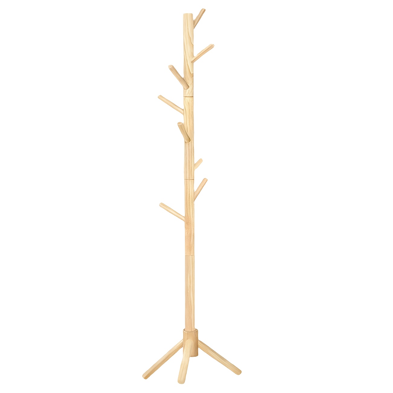 TEMU Suit Stands Wooden Coat Rack With 8 Hooks New Zealand Pine 3 Adjustable Coat Stand Tree Easy To Assemble For Entryway, Hallway, Bedroom, Office