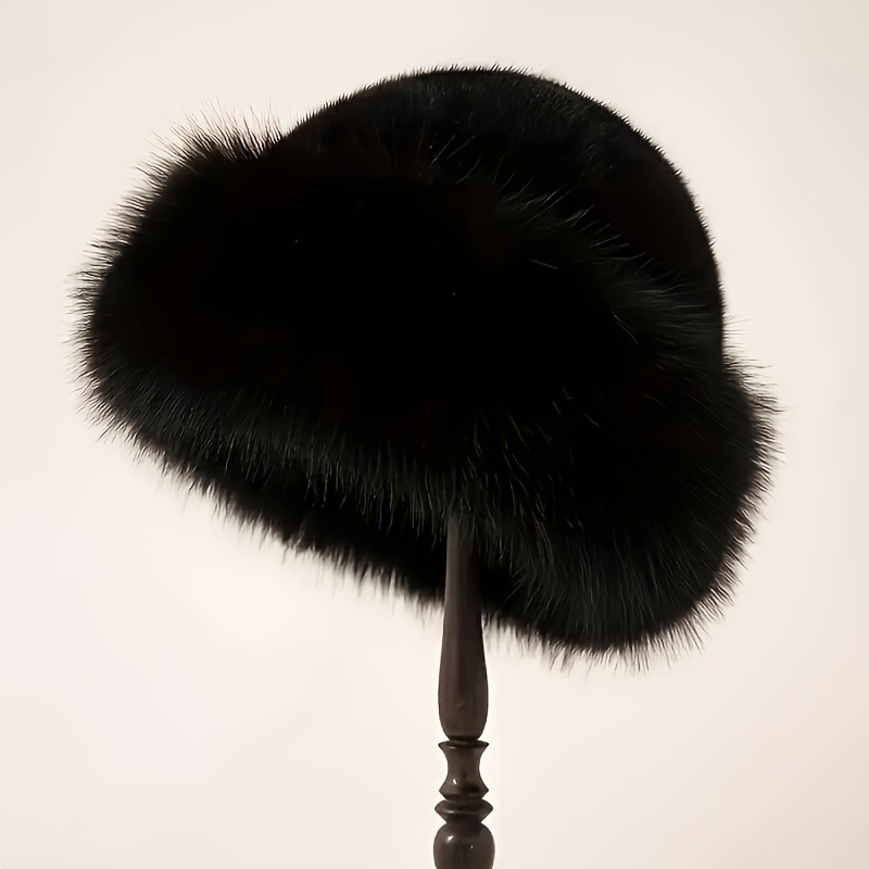 TEMU Women's Winter Hat, Warm Plush Beanie, Thick Fuzzy Round Brim Hat For Cold Weather Outdoor Daily Wear