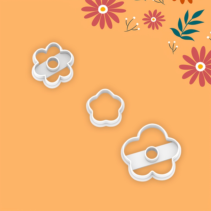 TEMU Juego de 3 cortadores redondos florales de arcilla para de San Valentín, moldes de corte para hacer joyas de estilo bohemio para otoño, verano y
