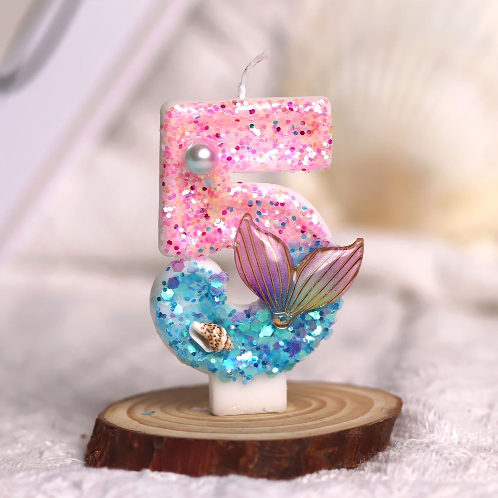 TEMU Mermaid Tail Style Birthday Cake Candles - Tall Candles For Cake With , Birthday Celebrations