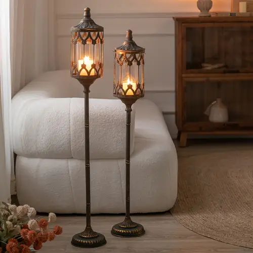 1pc retro metal candle stand for electricity or batteries wedding party decoration and holiday decoration autumn graduation decoration