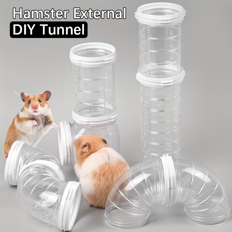 

Diy Connectable Hamster Cage Pipes - Flexible Transparent Tunnel For Small Pets, Modular Exercise Tube For Hamster