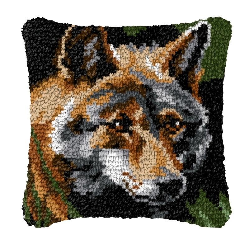 Latch Hook Kit for Adults with Wolf Pattern DIY Throw Pillow Cover