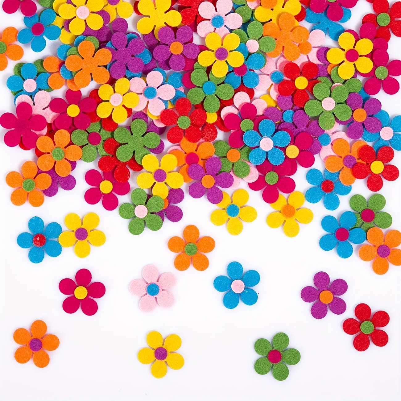 

50pcs Felt Flower Confetti - Burlap Material Floral Decor For Diy Crafts, Events, 14+ Ages - Multipurpose Colorful Flower Shapes