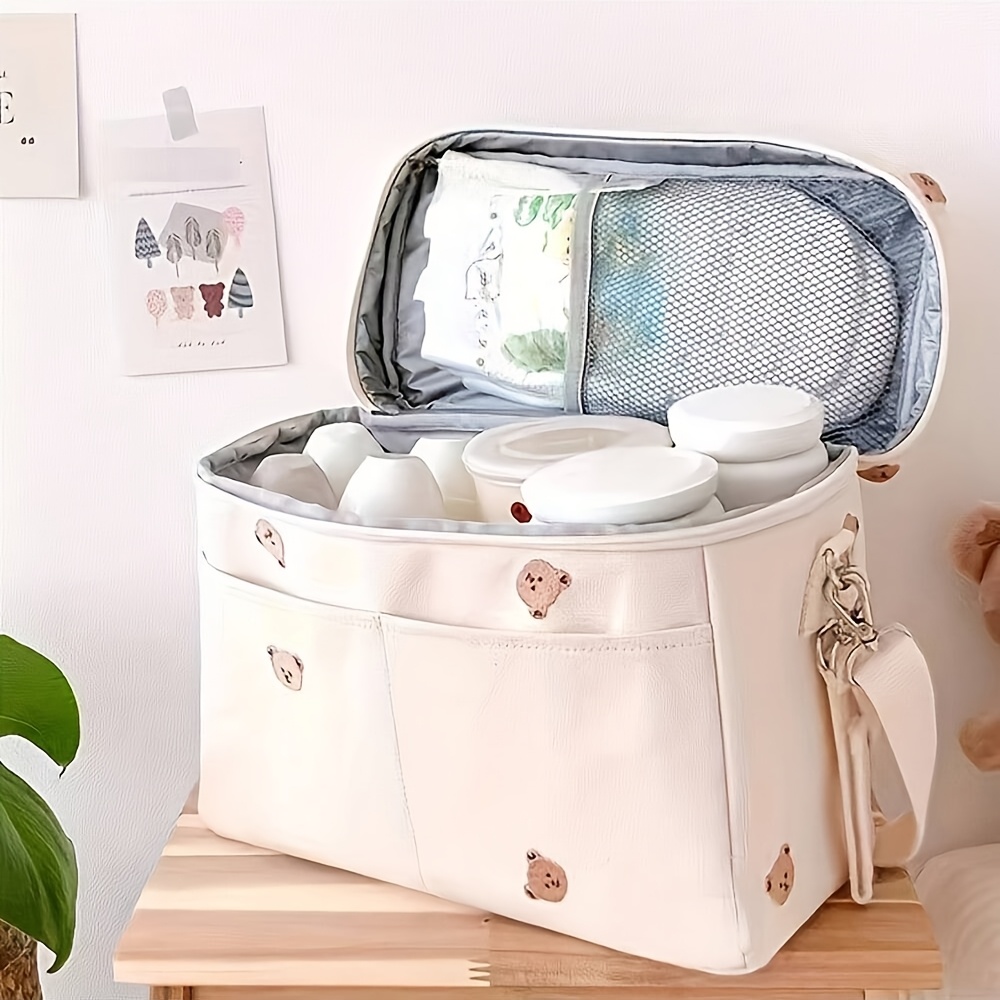 TEMU 1 Sac Isotherme Parent Multi- Brodé, Organisateur de Rangement de Voyage pour Sortie Maman, Sac de Rangement de Poussette Brodé, Sac Isotherme,