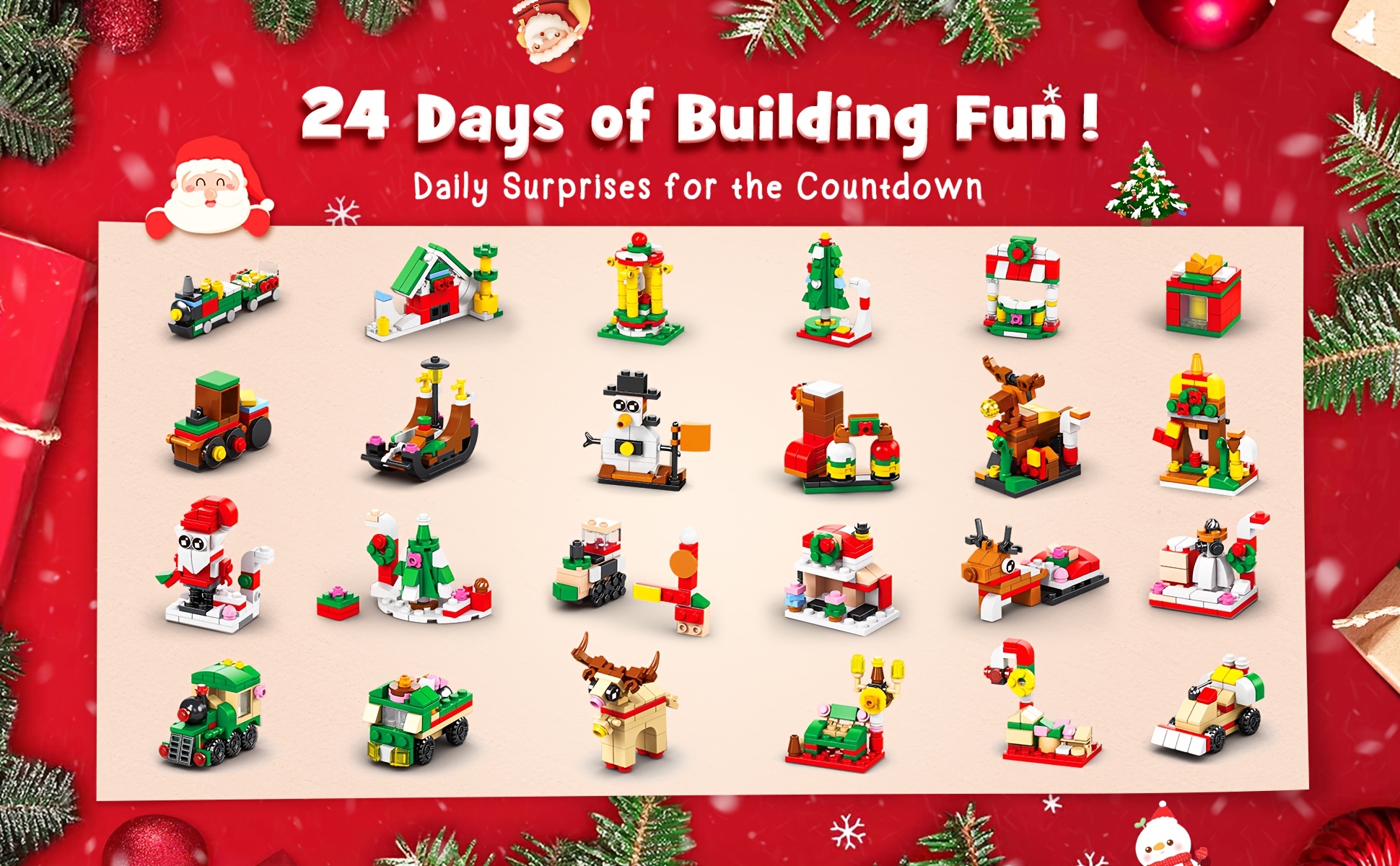 D-FantiX Christmas Advent Calendar 2024 For Kids, 24 In 4 Building Blocks Toy Sets, 24 Days Christmas Countdown Calendar, Xmas Gift For 6-12 Years Old Boys Girls Teen, Christmas Stocking Stuffers Kids