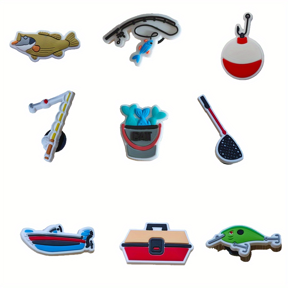 

18pcs Fishing Themed Shoe Charms Pack, Plastic Decorations For Footwear Accessories, Non-electric Party Favor Set For All , Unique Charms For Men, Women, Party Gifts And Birthday Supplies