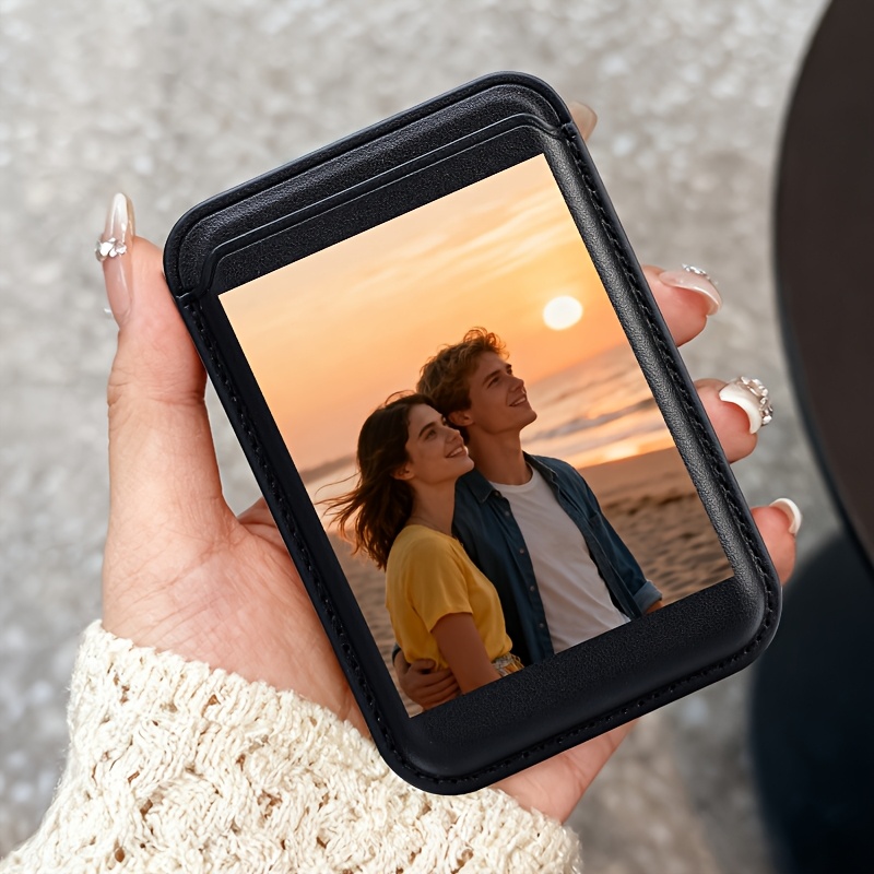 TEMU Custom Photo Magnetic Phone Card Holder, A Simple, Elegant, And Personalized Mini Card Holder With Space For 3 Cards. This Magnetic Card Wallet