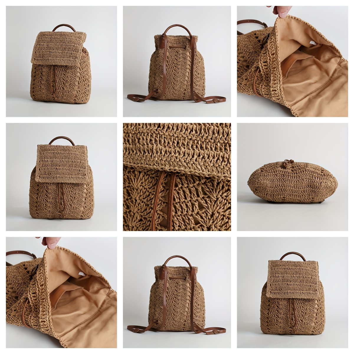 straw backpack sold on Temu United States display picture 2