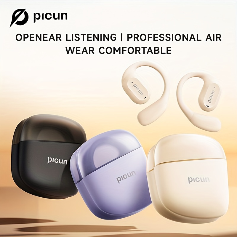 

Picun H1 Lightweight True Open Ear Wireless Earbuds With Microphone, Wireless Headphone With Design For Long- Comfort, Display, Cvc, Hd Microphone Hands , Cycling, Workout, Running