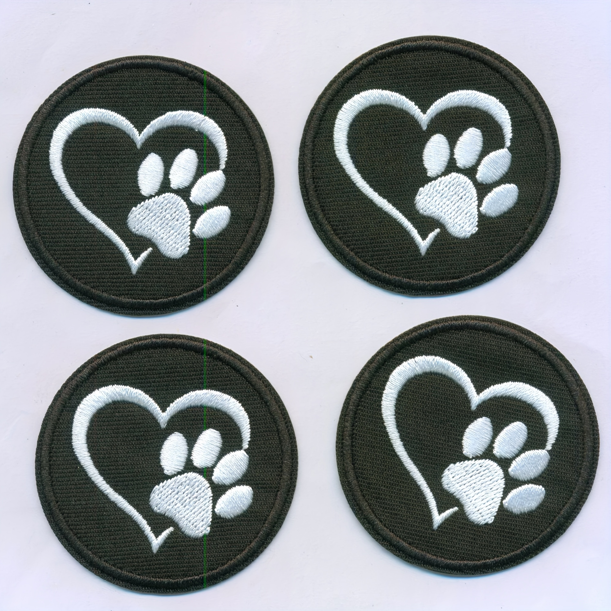 4pcs Heart And Paw Print Embroidered Patches, Suitable For Sewing Or Ironing, Ideal For Clothing, Hats, Backpacks, And