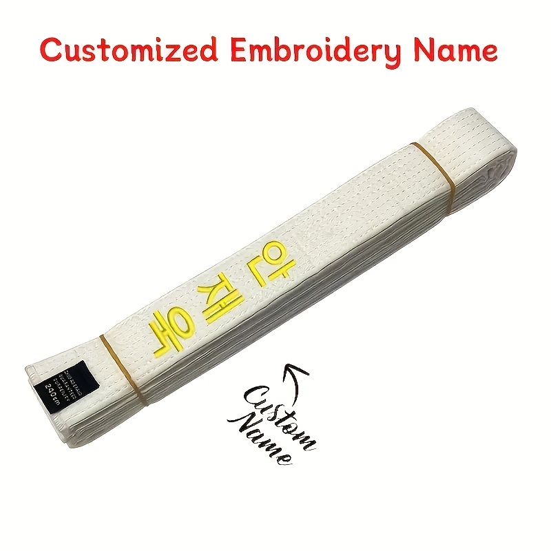 TEMU Custom Name 1pc Plus Size Premium Martial Arts Belt - Durable Acetate Fiber, Ideal For Taekwondo, Judo, Karate | Fitness And Grading, Gym