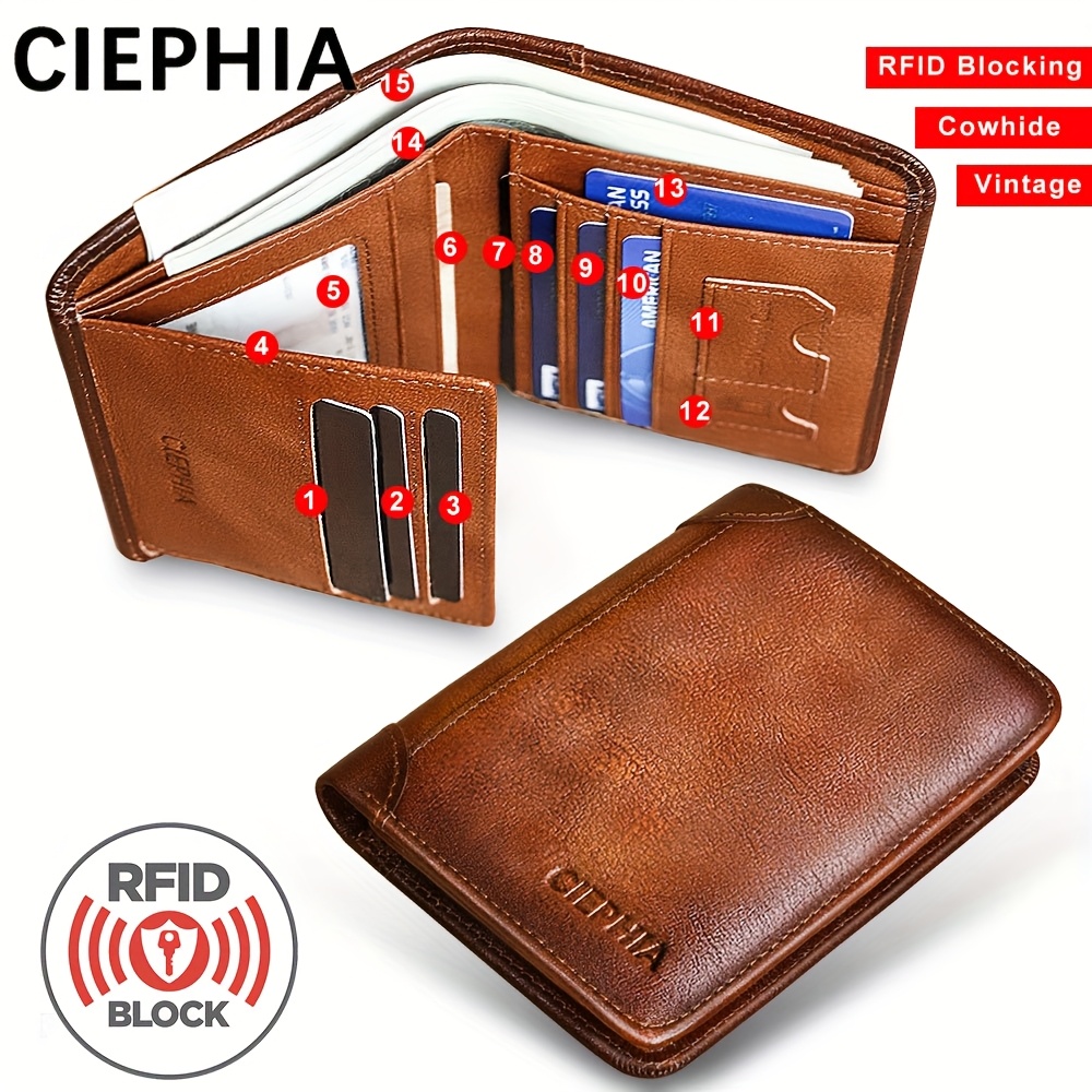 Smart Mens Wallet With Card Holder: Slim Wallet For Men With RFID Blocking - Pop Up Leather Card Case - Minimalist Wallet With ID Card Window - Front Pocket Wallet With