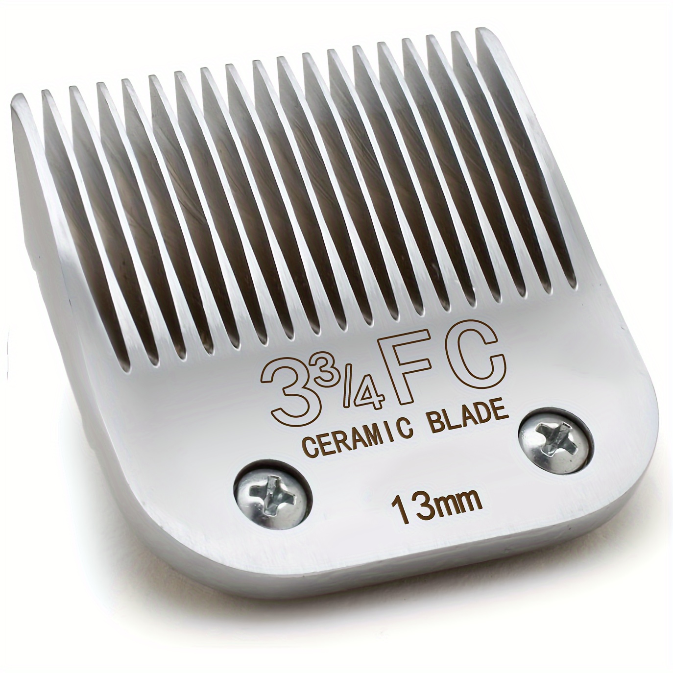 Image of Replacement For Dog Grooming Clippers, Specifically 3-3/4fc Size, Compatible With And Km Series Clippers, Featuring A Detachable Ceramic Blade With A Cut Length Of 1/2 Inch (13mm) In Silver