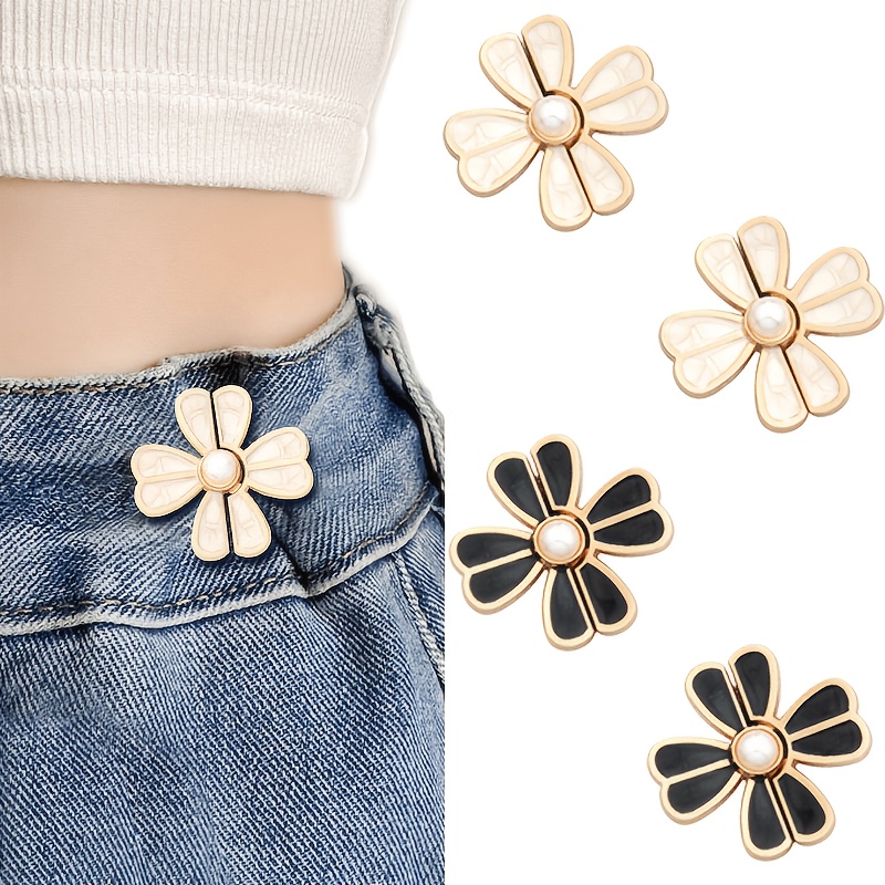 TEMU Lot de 4 resserreurs de taille pour pantalons, bouton pour jean ample, resserreur de bouton de jean couture et outil, bouton réglable pour jean
