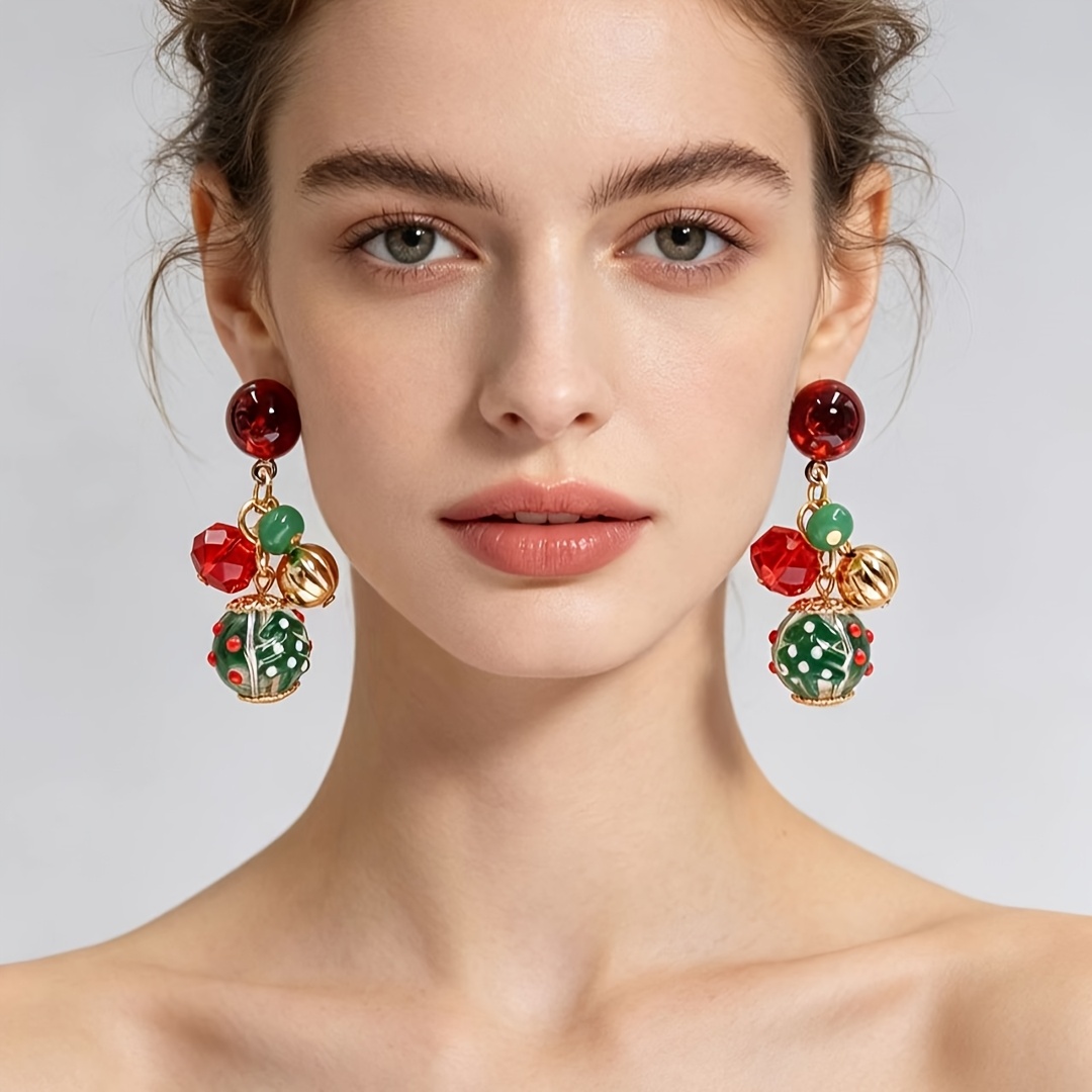 TEMU 1 Pair Fashionable Sexy Christmas Earrings, Elegant Luxurious Bohemian Style