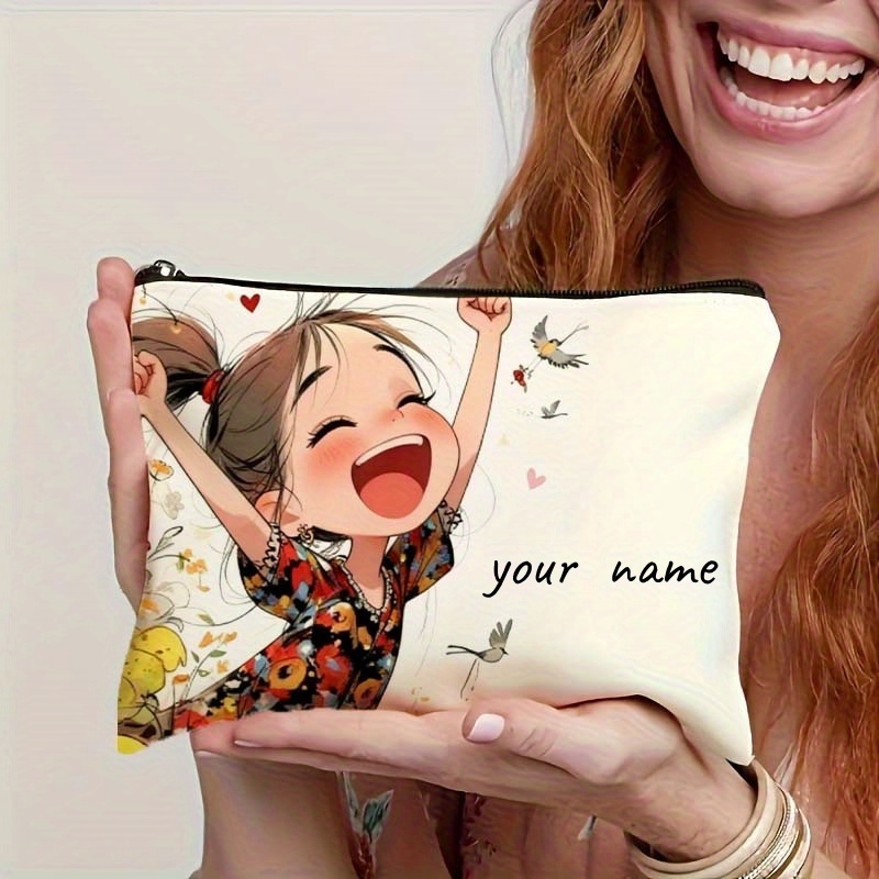TEMU Neceser de maquillaje con personalizado, estampado pequeño y de estilo vintage - Bolso de - Neceser de - Estuche para lápices - Bolsa de regalo,