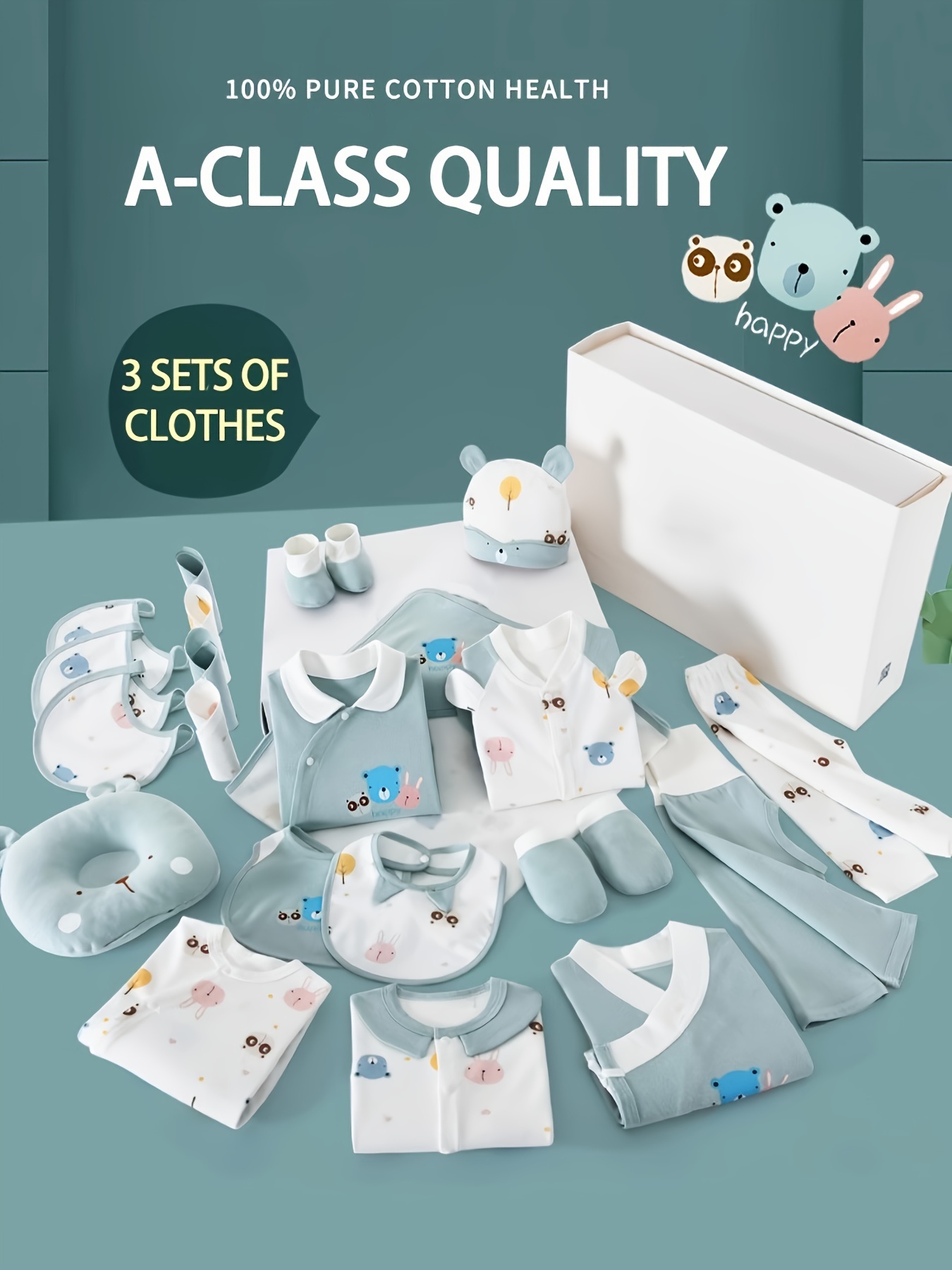 Baby Boy Clothes + Newborn Daily Necessities Complete Set, Total 27pcs, 5 Sets Of Clothes + Hat + Bib + Pillow + Hand And Foot Covers + Bibs, Baby Items, Baby Full Moon Summer Long Sleeve Suit, Baby Romper, Local Warehouse, Baby Shower Gifts, Perfect for Outdoor - Image 9