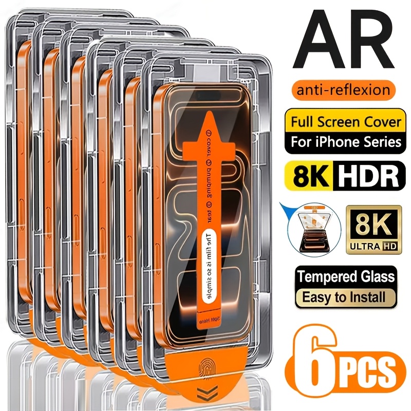 6pcs ultra hd tempered glass screen protector for iphone 17 pro max 17   pro max 15 pro max 17 16 15 14 13 12 11 17e 16e   mini x xr xs   8  3 high definition 9h hardness anti scratch anti fingerprint  