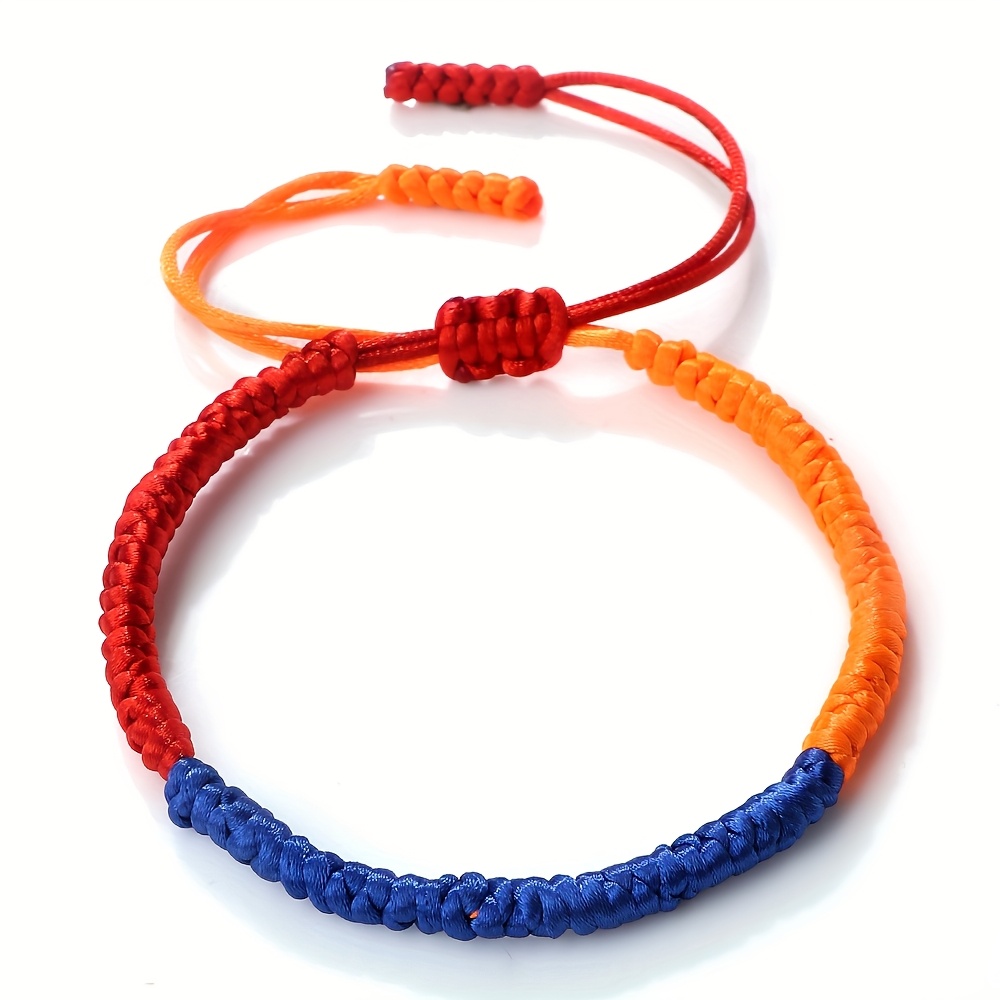 TEMU 1pc Fashion Handmade Pure Line Woven Adjustable Men Women Couple Best Friend Bangle Gift Holiday Multicolor Nylon Rope Bead