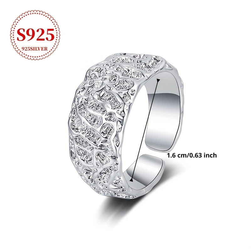 Low Allergy Irregular Textured Wide Band Ring for Women