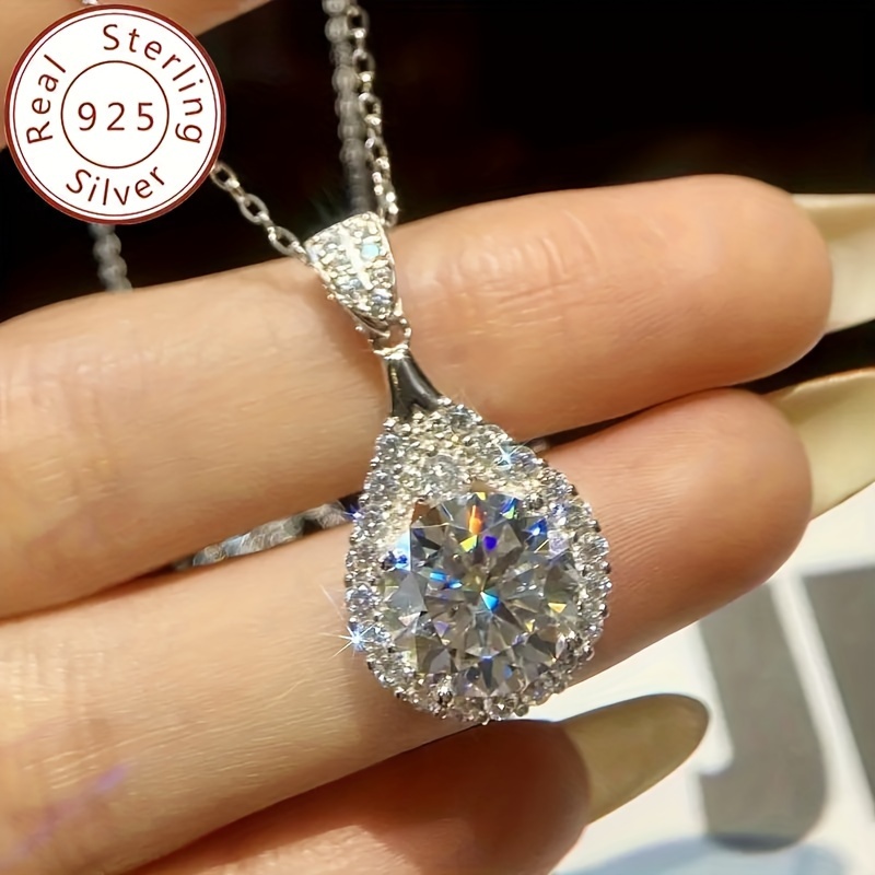 

925 5 Moissanite Necklace Jewelry Jewelry Personalized Women' Pendant Necklace Up Christmas Box