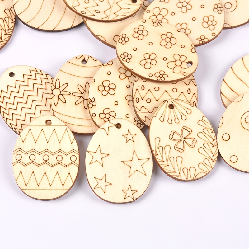 

25-pack Wooden Teardrop Charms, 31x40mm Wood Craft Pendants With Patterns For Diy Scrapbooking, Home Decor