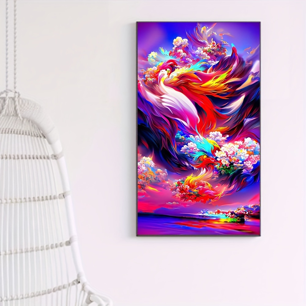 Large Size Diy Diamond Art Painting Dreamy Flowers Clouds - Temu