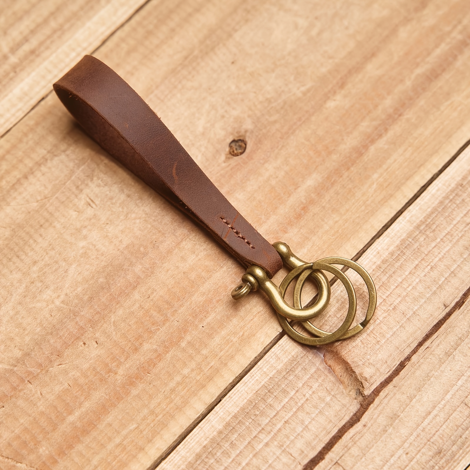 Image of 1pc, Genuine Leather Minimalist Key Lanyard, Men's Keychain, Cowhide Keyring, Women's Exquisite Key Lanyard Pendant, Random Color