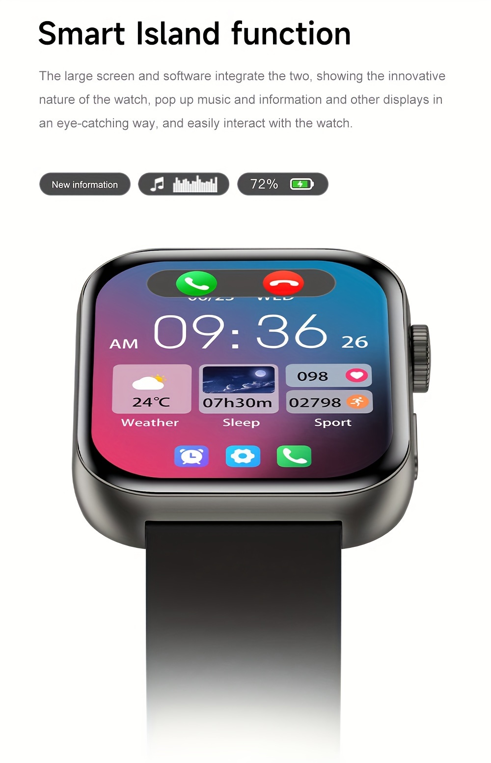 Montre connectée sans fil HD 1,83 pouces 2024, noir pistolet, argent et or rose, cadran personnalisable, tracker GPS SOS Fitness, convient aux hommes et aux femmes_voghion.com